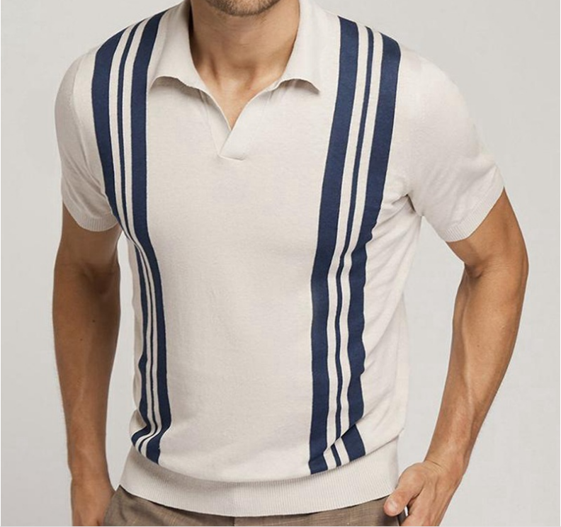 DripCult™ | Abrikoos gestreept poloshirt