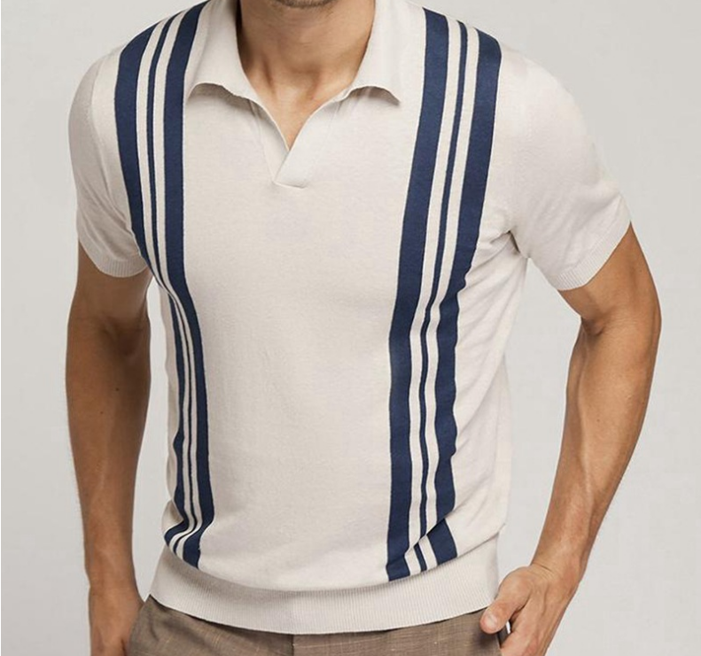 DripCult™ | Abrikoos gestreept poloshirt