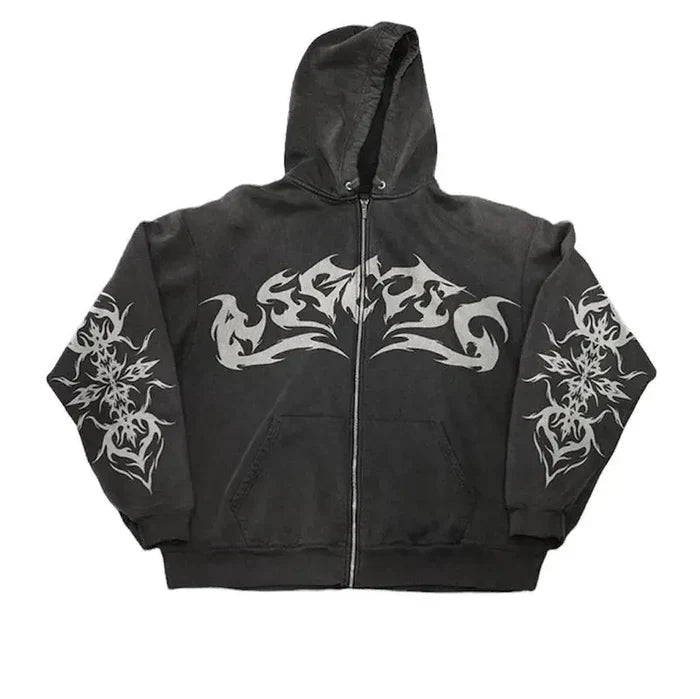 DripCult™ | Vintage Flame Zipped Hoodie