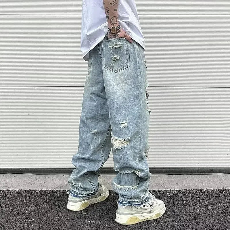 DripCult™ | Rechte Jeans met Scheuren