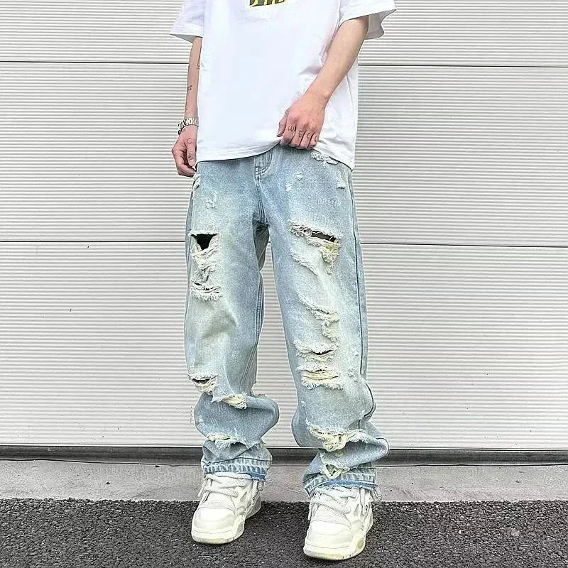 DripCult™ | Rechte Jeans met Scheuren