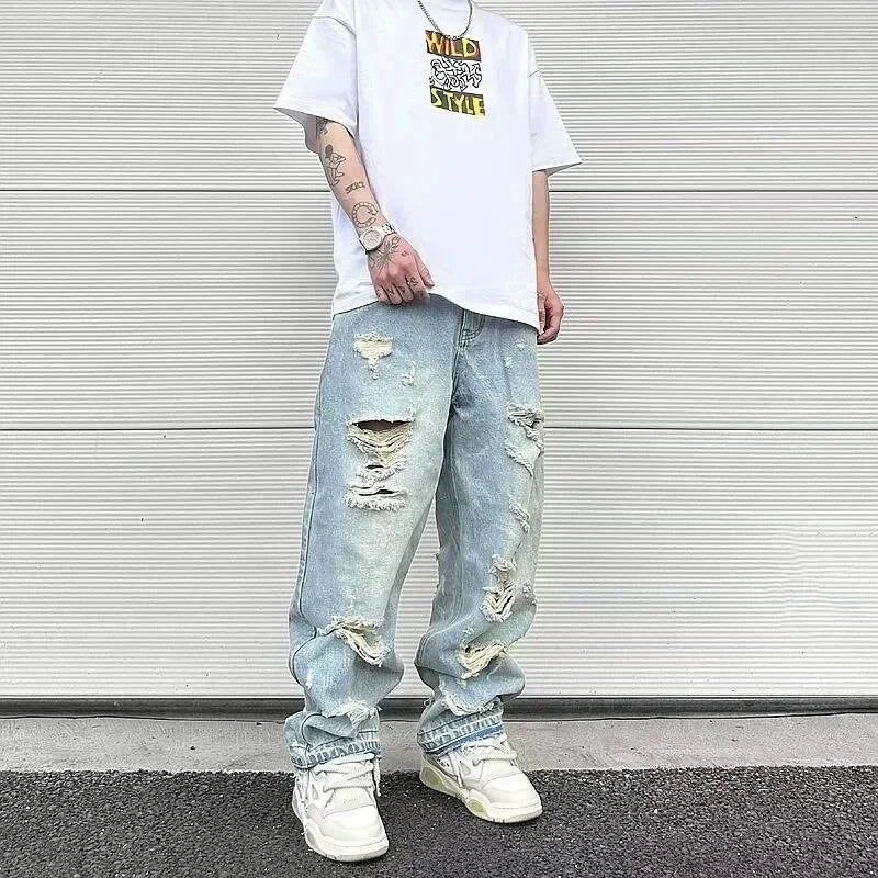 DripCult™ | Rechte Jeans met Scheuren