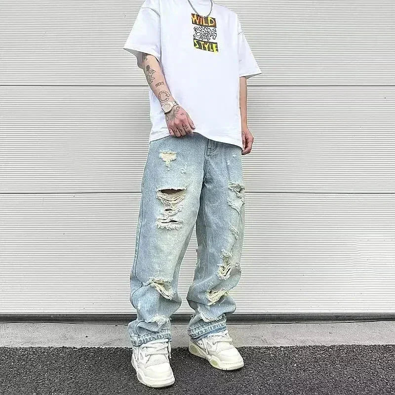 DripCult™ | Rechte Jeans met Scheuren